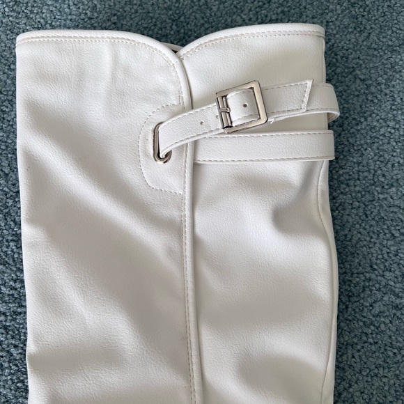 WHITE TALL HIDDEN 1in WEDGE BOOTS SIZE 39 - Picture 4 of 5